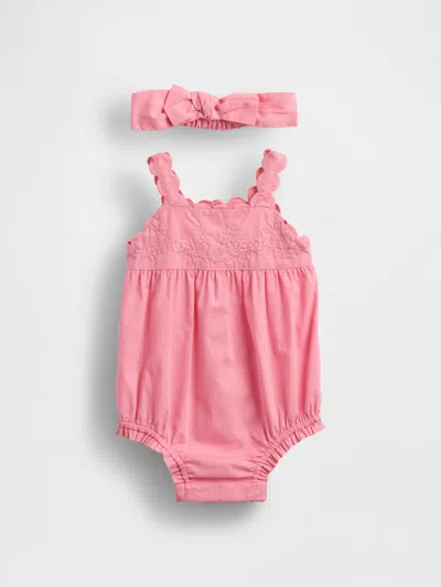 Gap Baby Embroidered Bubble Shorty Set In Pink