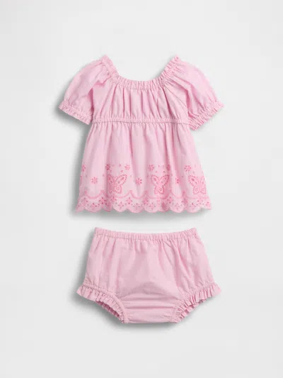 Gap Baby Embroidered Butterfly Outfit Set In Pink