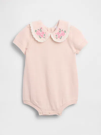 Gap Baby Embroidered Collar Sweater Bodysuit In Pink