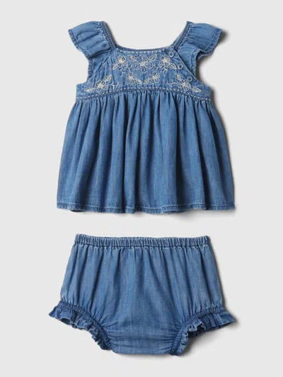 Gap Baby Embroidered Denim Outfit Set In Medium Wash