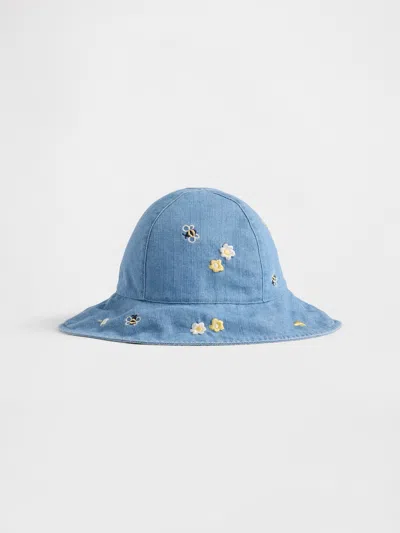 Gap Baby Embroidered Denim Sun Hat In Blue