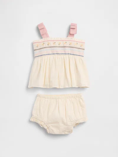 Gap Baby Embroidered Tank Outfit Set In Pink