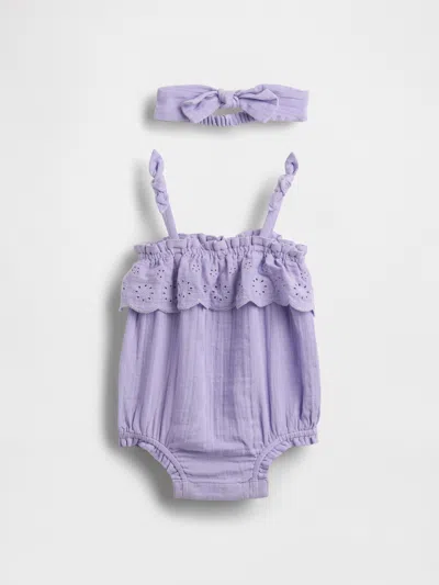 Gap Baby Eyelet Bubble Shorty Set In Purple