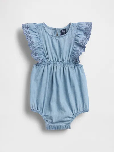 Gap Baby Eyelet Denim One-piece In Blue