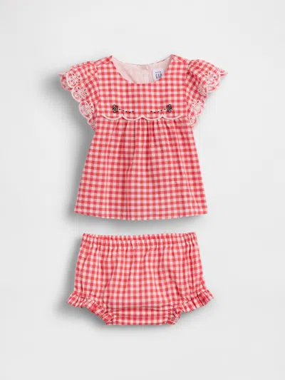 Gap Baby Eyelet Gingham Outfit Set In Red