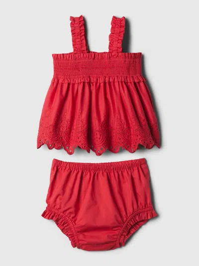 Gap Baby Eyelet Two-piece Outfit Set In Slipper Red