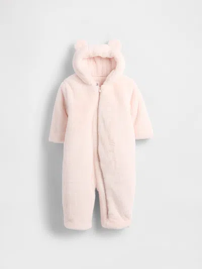 Gap Kids' Baby Faux Fur Bear Hooded One-piece In Pink
