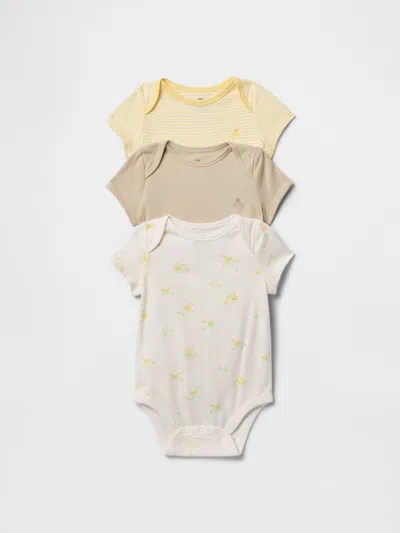 Gap Baby First Favorites Organic Cotton Bodysuit (3-pack) In Duck Print Yellow