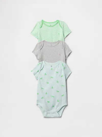 Gap Kids' Baby First Favorites Organic Cotton Bodysuit (3-pack) In Tree Frog Green