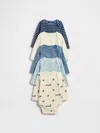 Gap Baby First Favorites Organic Cotton Bodysuit (5-pack) In Blue