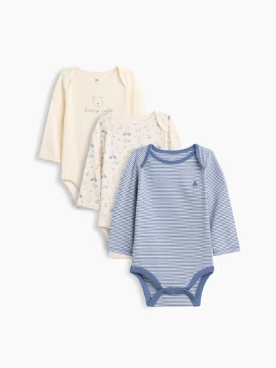 Gap Baby First Favorites Organic Cotton Brannan Bear Bodysuit (3-pack) In Bainbridge Blue Stripe