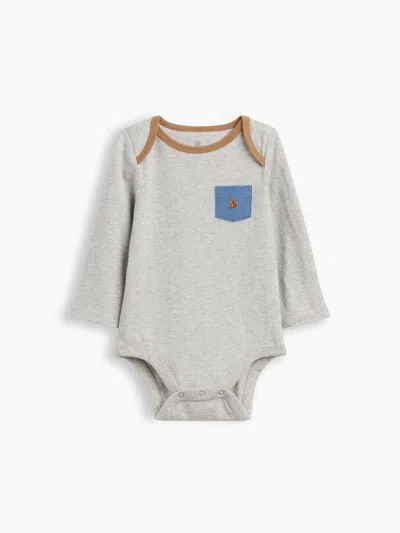 Gap Baby First Favorites Organic Cotton Pocket Bodysuit In Grey