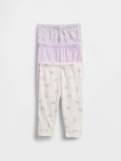 Gap Baby First Favorites Organic Cotton Pull-on Pants (3-pack) In Purple