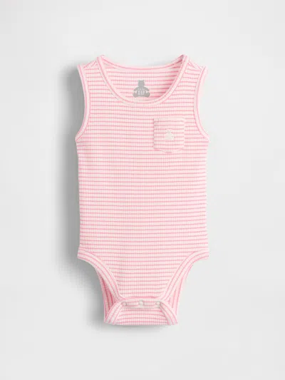 Gap Baby First Favorites Pocket Tank Bodysuit In Pink Stripe