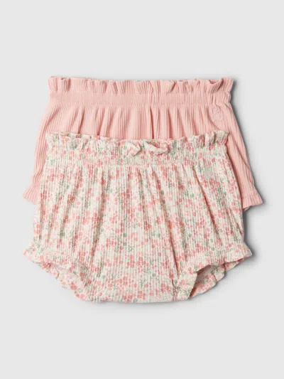 Gap Baby First Favorites Rib Bubble Shorts (2-pack) In Pink Dust
