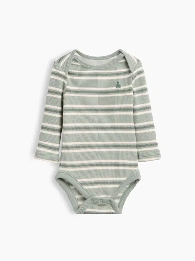 Gap Baby First Favorites Softspun Waffle Bodysuit In Green Stripe