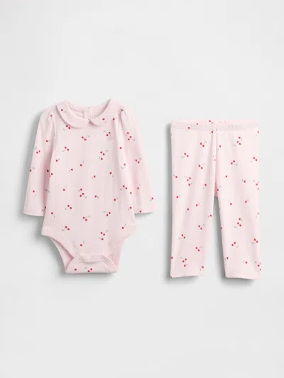 Gap Kids' Baby First Favorites Supima® Cotton Bodysuit Outfit Set In Pink