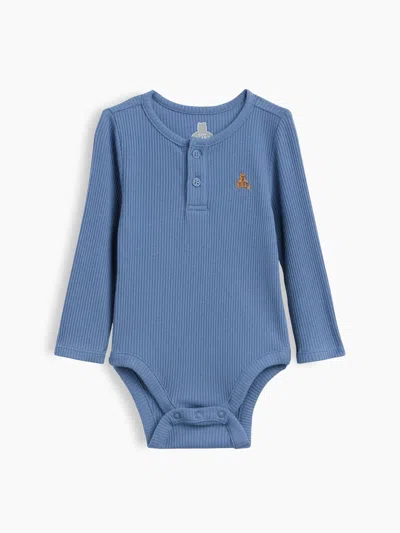 Gap Baby First Favorites Tinyrib Henley Bodysuit In Bainbridge Blue