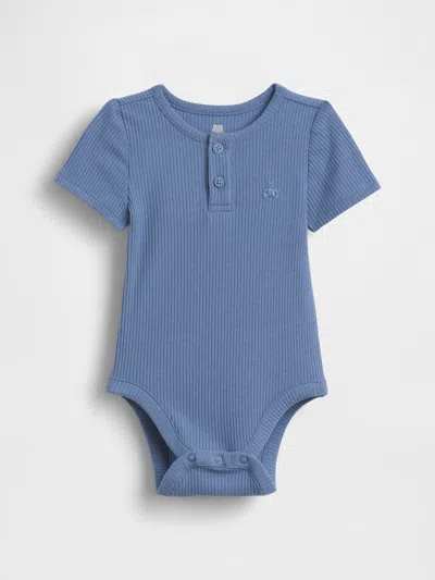 Gap Baby First Favorites Tinyrib Henley Bodysuit In Blue
