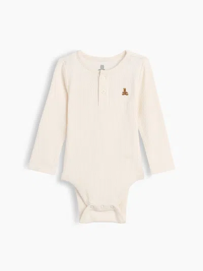 Gap Baby First Favorites Tinyrib Henley Bodysuit In Ivory Frost