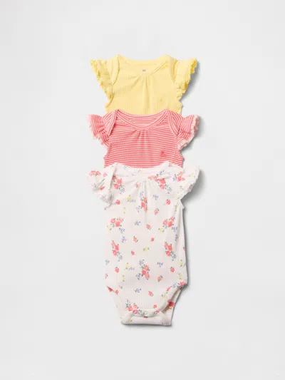 Gap Baby First Favorites Tinyrib Ruffle Bodysuit (3-pack) In Misty Rose Pink