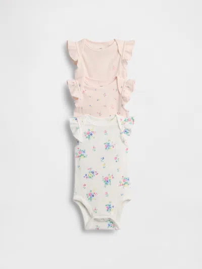 Gap Baby First Favorites Tinyrib Ruffle Bodysuit (3-pack) In Pink
