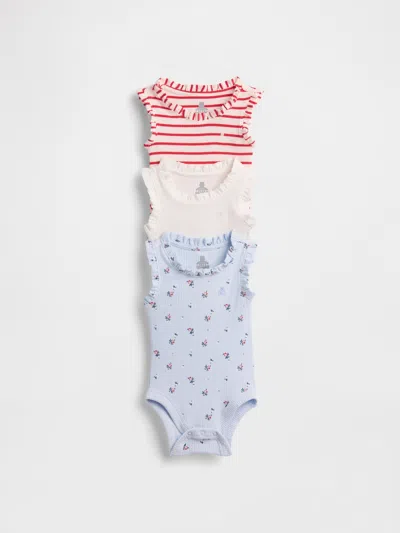 Gap Baby First Favorites Tinyrib Ruffle Tank Bodysuit (3-pack) In Multi