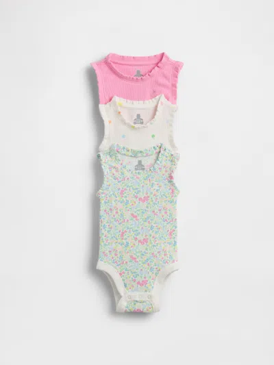 Gap Baby First Favorites Tinyrib Ruffle Tank Bodysuit (3-pack) In White