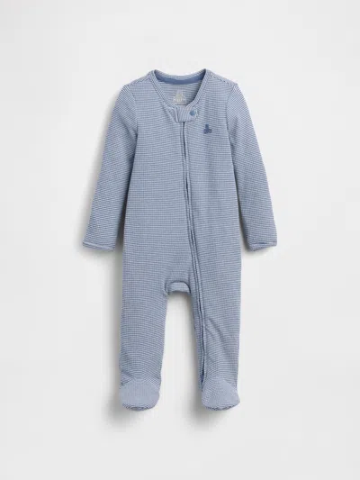 Gap Baby First Favorites Tinyrib Stripe Footed One-piece In Blue