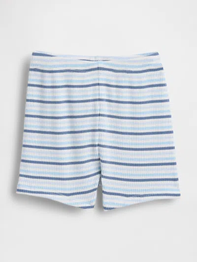 Gap Kids' Baby First Favorites Tinyrib Stripe Pull-on Shorts In Blue