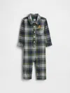 Gap Baby Flannel Bear Pocket One-piece In Green
