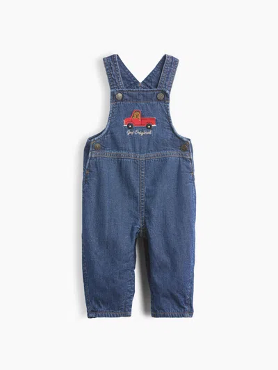 Gap Baby Fleece-lined Denim Logo Overalls In Multi