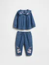 Gap Baby Floral Denim Outfit Set In Blue