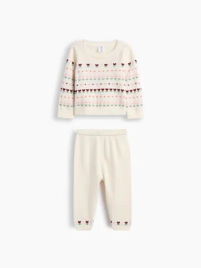 Gap Baby Floral Heart Sweater Set In Neutral