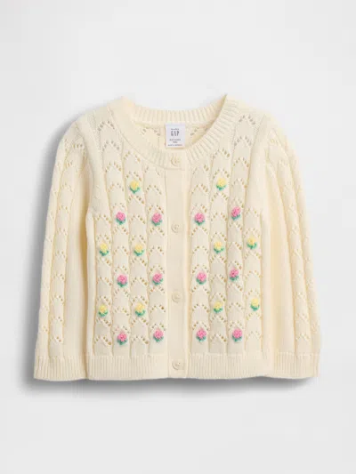 Gap Baby Floral Pointelle Cardigan In White