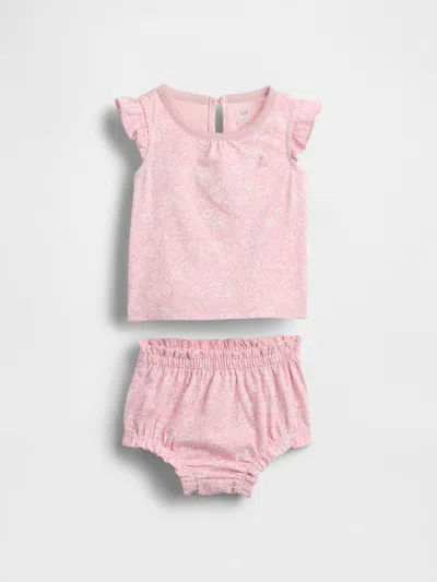 Gap Baby Floral Ruffle Outfit Set In Pink
