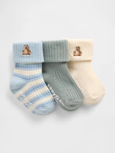 Gap Kids' Baby Foldover Rib Socks (3-pack) In Green