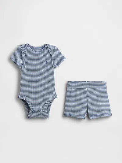 Gap Baby Grow-with-me Tinyrib Short Set In Blue
