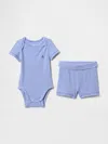 Gap Baby Grow-with-me Tinyrib Shorts Outfit Set In Blue Stripe