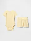 Gap Baby Grow-with-me Tinyrib Shorts Outfit Set In Yellow Stripe