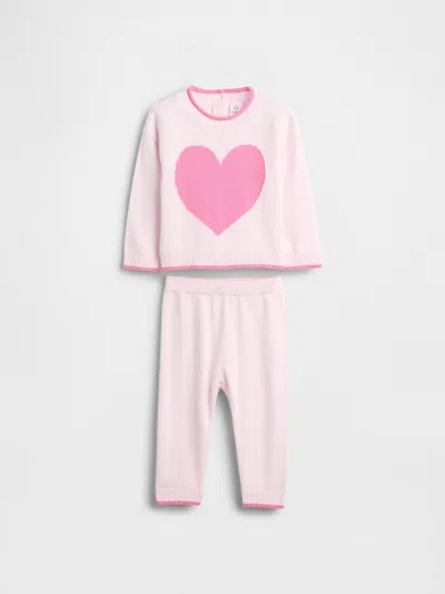 Gap Baby Heart Sweater Set In Pink