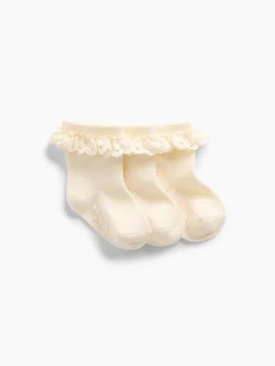 Gap Baby Lace-trim Socks (3-pack) In Ivory Frost
