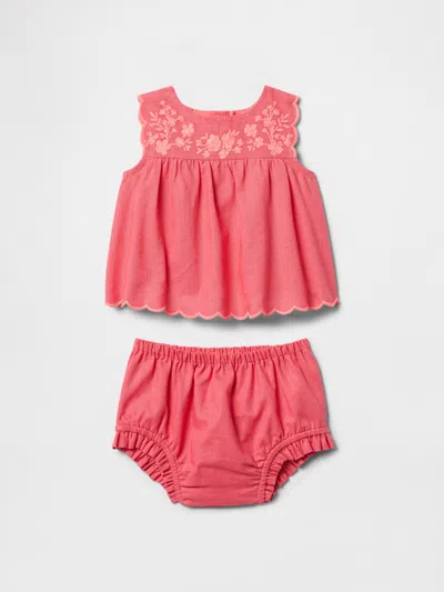 Gap Baby Linen-cotton Outfit Set In Fresh Coral