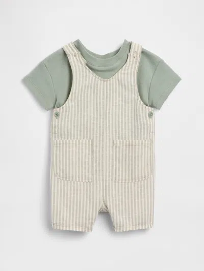 Gap Baby Linen-cotton Shortall Outfit Set In Green