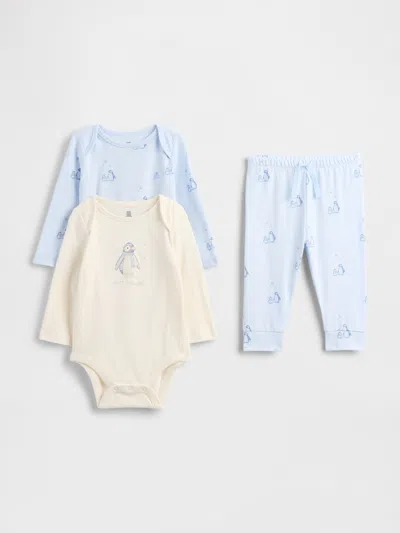 Gap Kids' Baby Organic Cotton Bodysuit Outfit Set (3-pack) In Blue