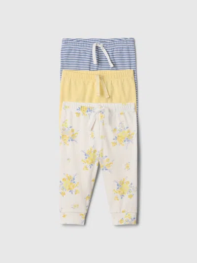Gap Baby First Favorites Organic Cotton Pull-on Pants (3-pack) In New Off White Floral