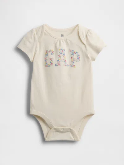 Gap Baby Organic Cotton Floral Logo Bodysuit In Neutral