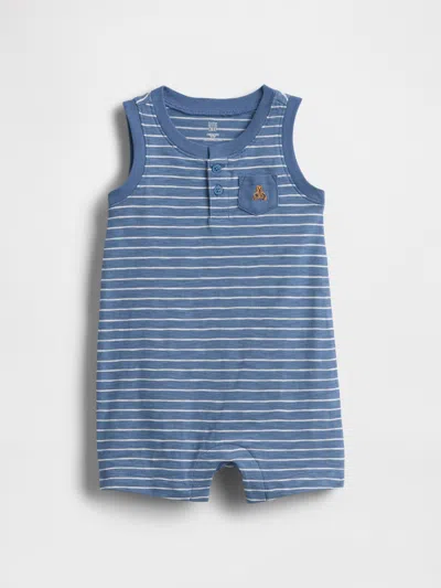 Gap Kids' Baby Organic Cotton Henley Shorty One-piece In Blue