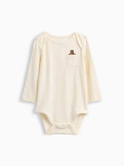 Gap Baby Organic Cotton Pocket Bodysuit In Ivory Frost