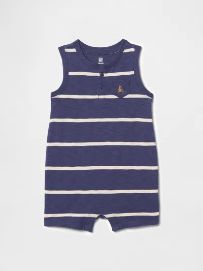 Gap Baby Organic Cotton Shorty One-piece In Navy Uniform Blue